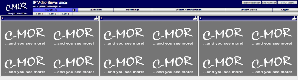 Start Screen Video Surveillance C-MOR3