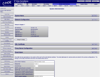 System Administration Page Network and E-Mail Settings