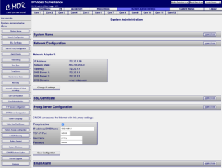 System Administration Page Network and Proxy Settings