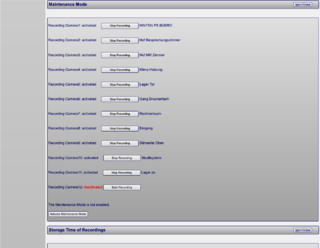 System Administration Page Maintenance Mode. All cams on/off settings