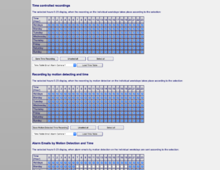 Camera Time Table Configuration