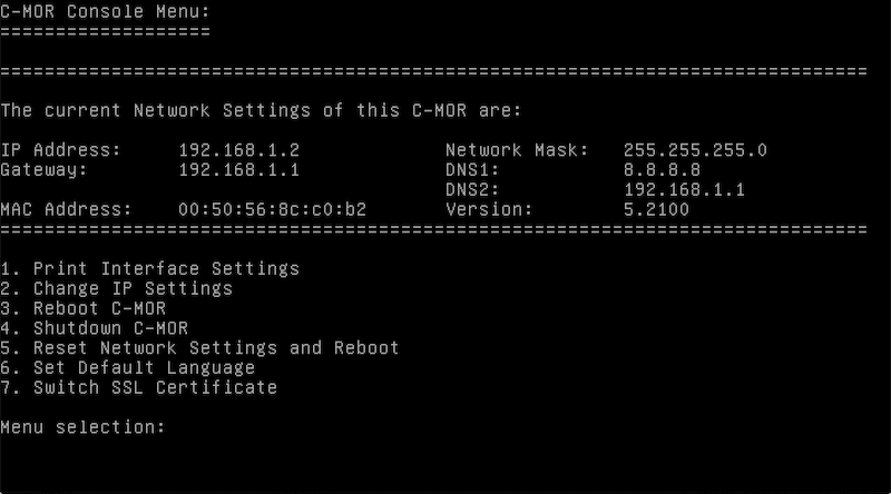 The C MOR Console after successful OVF Template Deployment