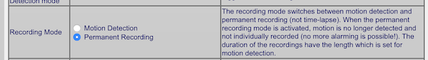 Video Surveillance Permanent Recording Setting