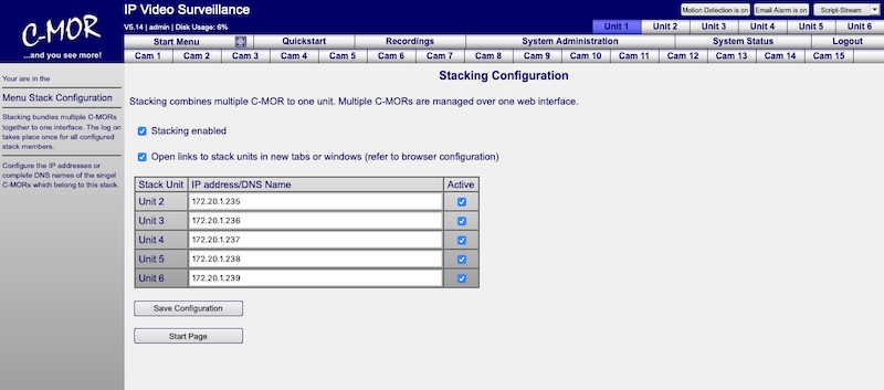 C-MOR Stacking Master Configuration.