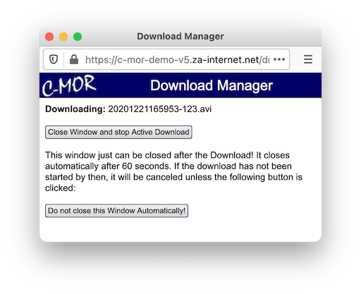C-MOR Video Surveillance Download Manager